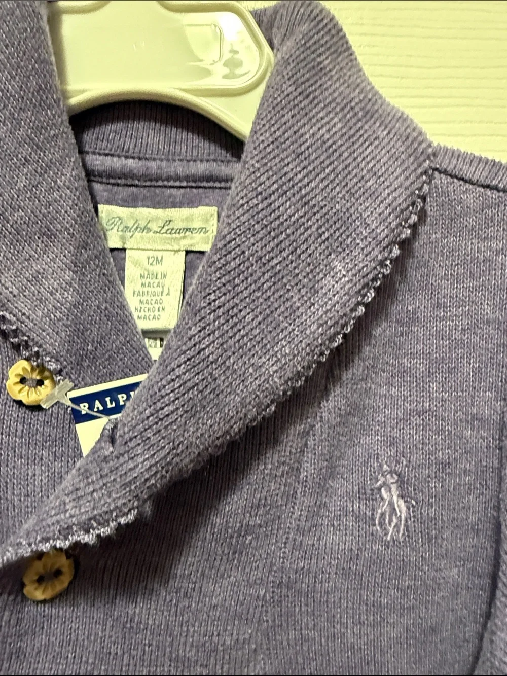 Ralph Lauren Purple Shawl-Collar Knit Romper